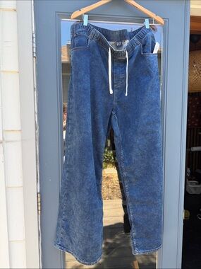 GAP Indigo Drawstring Wide-Leg Denim Pants